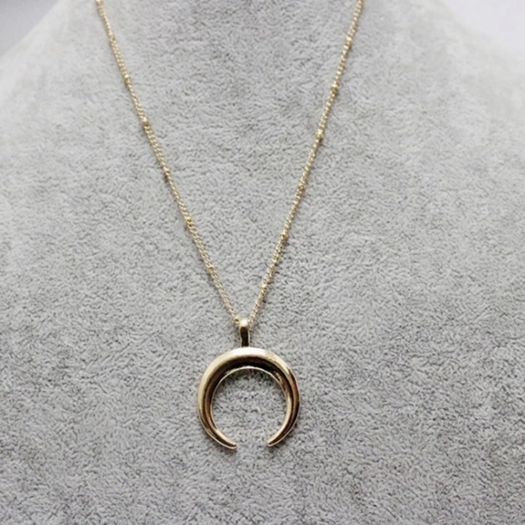 Gold Crescent Moon Necklace - Picture 2 of 2
